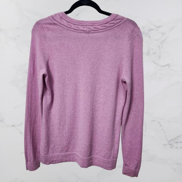 Lands' End Women's Lavender V-Neck Sweater Organic Cotton Blend Small - Picture 2 of 5